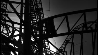 Black and white roller coasters wallpaper