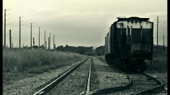 Black and white trains wallpaper