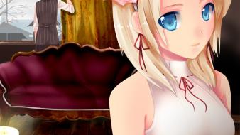 Blue eyes kagamine rin len hair band wallpaper