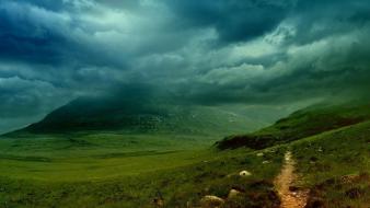 Clouds nature trail villages skyscapes wallpaper