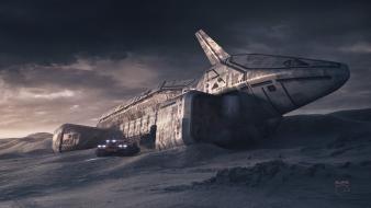 Fantasy art digital science fiction 3d scenario wallpaper