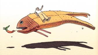 Fish artwork traditional art guy moebius wallpaper
