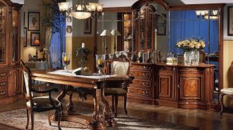 Flowers tables interior chairs antique wallpaper