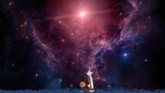 Nebulae calvin and hobbes artwork space art wallpaper