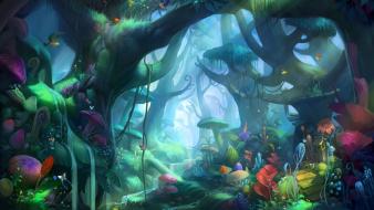 Video games forest digital art concept characters wallpaper