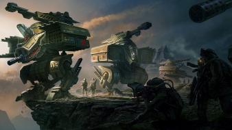 Artwork digital art futuristic military robots wallpaper