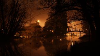 Japanese gardens wrocław dark landscapes night wallpaper
