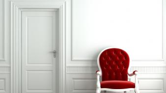 3d architecture chairs doors room wallpaper