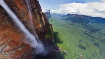 Angel falls cliffs clouds forests landscapes wallpaper