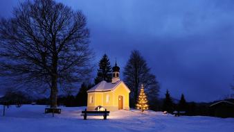 Bavaria christmas germany chapel little wallpaper