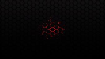 Black background hexagon red wallpaper