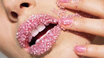 Closeup faces lips macro sugar wallpaper