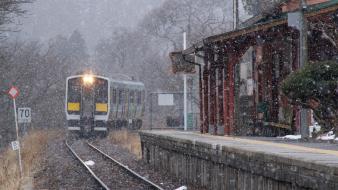 Fukushima japan snow trains wallpaper
