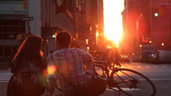 New york city couple love romantic sunset wallpaper