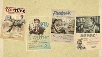 Classic facebook twitter youtube retro wallpaper