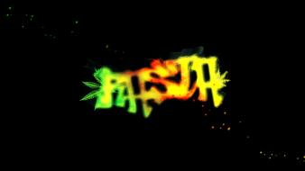 Glow glowing graffiti leaves marijuana wallpaper