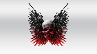The expendables artwork movies simple background skulls wallpaper