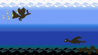8bit hooh lugia pokemon wallpaper