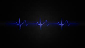 Blue dark heart beat light minimalistic wallpaper