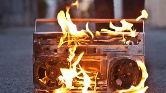 Boombox eminem berzerk blurred background fire wallpaper