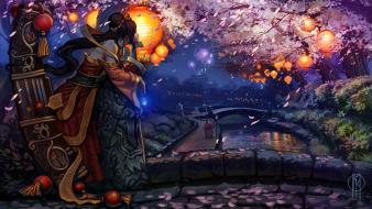 Jax league of legends sona artwork cherry blossoms wallpaper