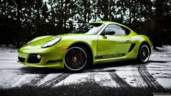 Porsche cayman abstract green snow wallpaper