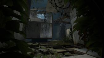 Portal 2 grass leaves wallpaper