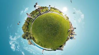 Abstract cycling digital art lens panorama circle wallpaper
