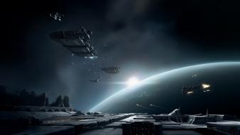 Artwork outer space planets science fiction spaceships wallpaper