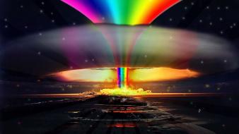 Atomic bomb colors explosion funny hippie wallpaper