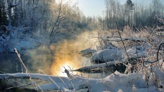 Frost lakes landscapes nature snow wallpaper