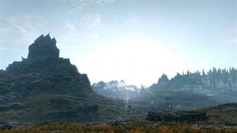 Scrolls v skyrim dawn landscapes outdoors scenic wallpaper