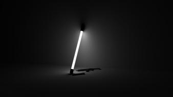 Darkness grayscale guns light neon lamp wallpaper