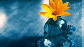 3d abstract flowers yellow wallpaper