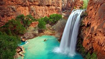 Arizona boating nature rock formations waterfalls wallpaper