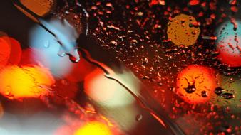 Bokeh glass lights water drops wallpaper
