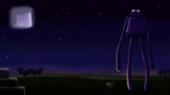 Enderman minecraft fan art night video games wallpaper