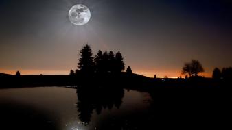 Moon forests landscapes moonlight wallpaper