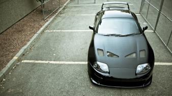 Toyota supra black cars parking lot tuning wallpaper