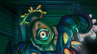 Art artwork chains dusknoir ghost one eye wallpaper