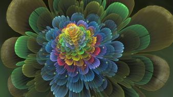 Multicolor flowers fractals digital art fantasia wallpaper