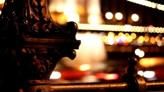 Night lights bokeh railing cities wallpaper