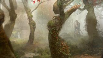 Trees forest fantasy art artwork wallpaper