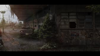 Weapons plants digital art drawings apocalyptic scene wallpaper