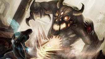 Abstract artwork demons fantasy art horns wallpaper