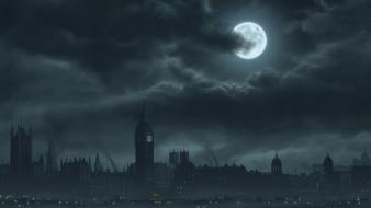 Big ben london moon artwork cities wallpaper