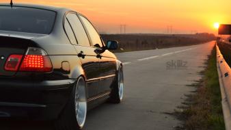 Bmw e46 cars roads sunset wallpaper