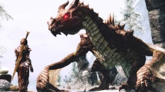 Elder scrolls v skyrim dragons fantasy art wallpaper