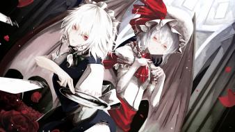Izayoi sakuya remilia scarlet touhou artwork braids wallpaper