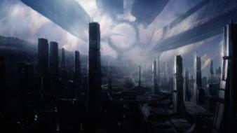 Mass effect citadel cityscapes fantasy art wallpaper